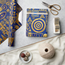 Klimt Stil Blau+Gold Ägyptische Wiederbelebung