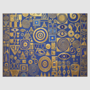 Klimt-Stil Blau+Gold Ägyptische Wiederbelebung Seidenpapier
