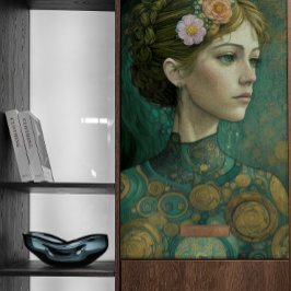 Klimt-Style Girl mit Blume im Haardekoutsystem Seidenpapier