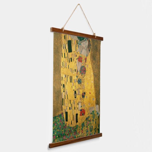 Klimt // The Kiss Painting Wandteppich Mit Holzrahmen (Gewinkelt)