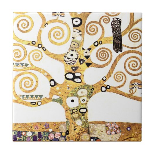 Klimt Tree of Life Jugendstil Fliese (Vorderseite)