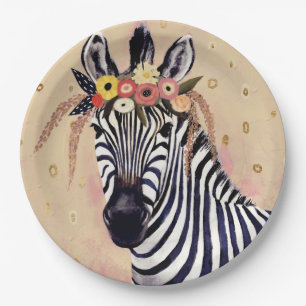 Klimt Zebra   geschmückt in den Blumen Pappteller