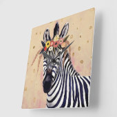 Klimt Zebra | geschmückt in den Blumen Quadratische Wanduhr (Winkel)
