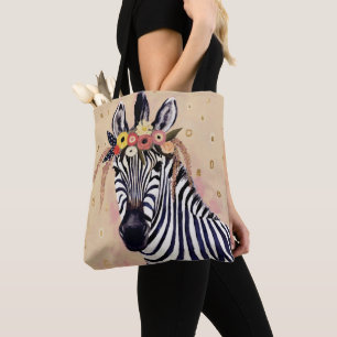 Klimt Zebra   geschmückt in den Blumen Tasche
