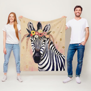 Klimt Zebra   In Blume verziert Fleecedecke