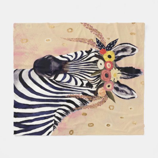 Klimt Zebra | In Blume verziert Fleecedecke (Vorderseite (Horizontal))