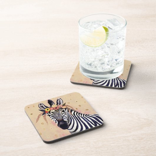 Klimt Zebra | In Blume verziert Getränkeuntersetzer (Rechte Seite)