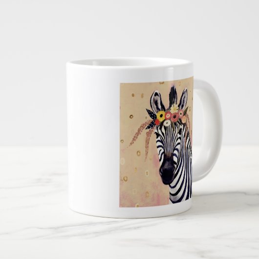 Klimt Zebra | In Blume verziert Jumbo-Tasse (Vorderseite Rechts)