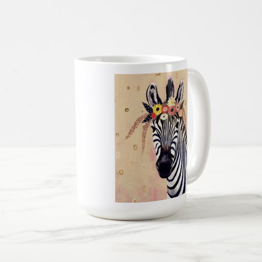 Klimt Zebra | In Blume verziert Kaffeetasse (VorderseiteRechts)
