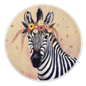 Klimt Zebra | In Blume verziert Keramikknauf (Vorderseite)