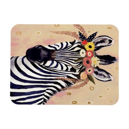 Klimt Zebra | In Blume verziert Magnet (Horizontal)