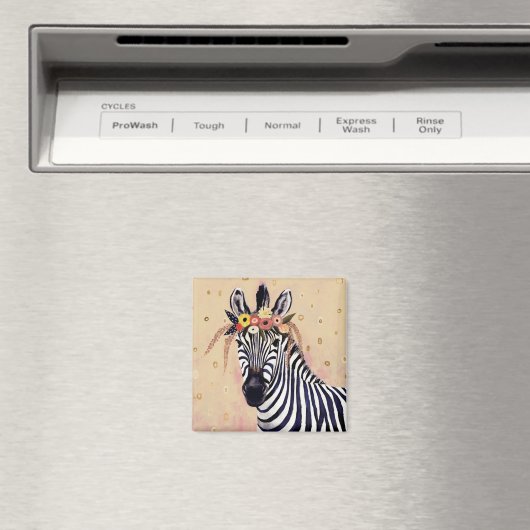 Klimt Zebra | In Blume verziert Magnet (In Situ (Geschirrspüler))