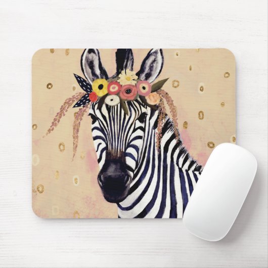 Klimt Zebra | In Blume verziert Mousepad (Mit Mouse)