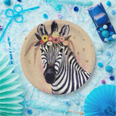 Klimt Zebra | In Blume verziert Pappteller (Party)