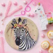 Klimt Zebra | In Blume verziert Pappteller (Party)