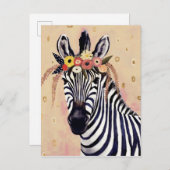 Klimt Zebra | In Blume verziert Postkarte (Vorne/Hinten)