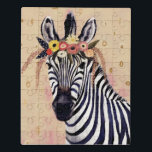 Klimt Zebra | In Blume verziert Puzzle<br><div class="desc">Dieser Ausdruck zeichnet sich durch einen süßen Zebra aus,  der in einer Krone von Blume verziert ist | By Victoria Borges</div>