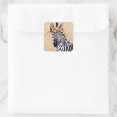 Klimt Zebra | In Blume verziert Quadratischer Aufkleber (Tasche)
