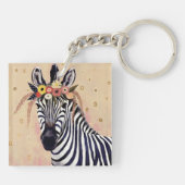 Klimt Zebra | In Blume verziert Schlüsselanhänger (Rückseite)