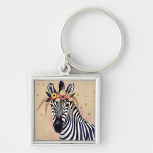 Klimt Zebra   In Blume verziert Schlüsselanhänger