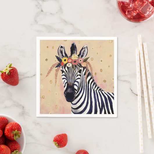 Klimt Zebra | In Blume verziert Serviette (Beispiel)