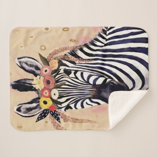 Klimt Zebra | In Blume verziert Sherpadecke (Vorderseite (Horizontal))