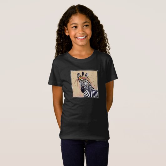 Klimt Zebra | In Blume verziert T-Shirt (Vorne ganz)