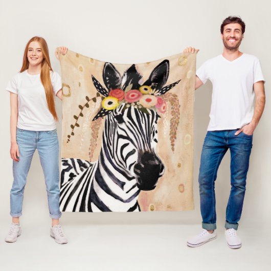 Klimt Zebra | Krone der Blume Fleecedecke (Beispiel)