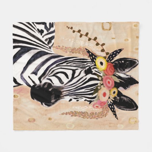 Klimt Zebra | Krone der Blume Fleecedecke (Vorderseite (Horizontal))