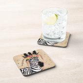 Klimt Zebra | Krone der Blume Getränkeuntersetzer (Rechte Seite)