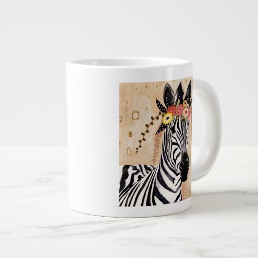 Klimt Zebra | Krone der Blume Jumbo-Tasse (Vorderseite Rechts)