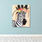 Klimt Zebra | Krone der Blume Leinwanddruck (Insitu (Holzboden))