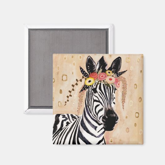 Klimt Zebra | Krone der Blume Magnet (Vorderseite/Rückseite)