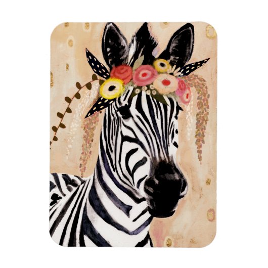 Klimt Zebra | Krone der Blume Magnet (Vertikal)