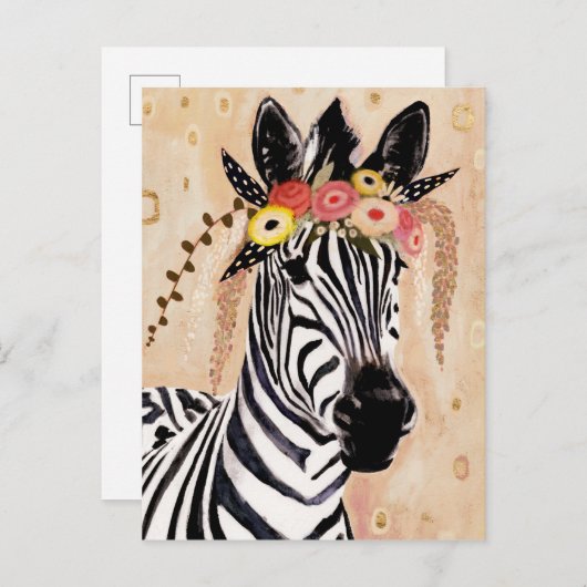Klimt Zebra | Krone der Blume Postkarte (Vorne/Hinten)