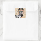 Klimt Zebra | Krone der Blume Quadratischer Aufkleber (Tasche)