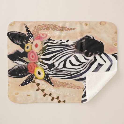 Klimt Zebra | Krone der Blume Sherpadecke (Vorderseite (Horizontal))