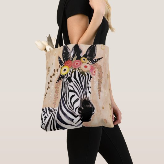 Klimt Zebra | Krone der Blume Tasche (Von Nahem)