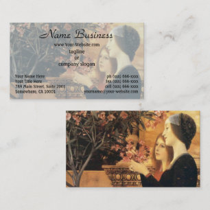 Klimt Zwei Mädchen mit Oleander Art Nouveau Visitenkarte