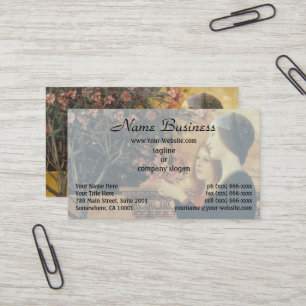 Klimt Zwei Mädchen mit Oleander Art Nouveau Visitenkarte