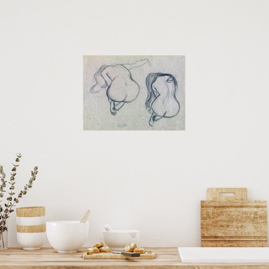 Klimt - zwei Studien einer sitzenden Frau Poster (Küche)