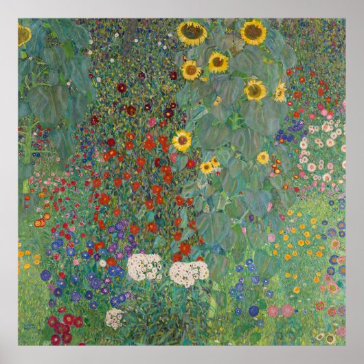 Klimts Bauerngarten mit Sonnenblumen Poster (Vorne)