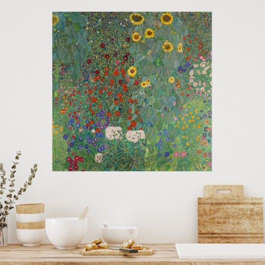 Klimts Bauerngarten mit Sonnenblumen Poster (Küche)