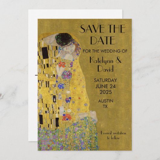 Klimts Der Kuss - Jugendstil Save the Date (Vorne/Hinten)