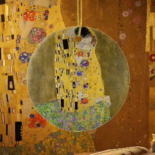 Klimts Meisterwerk Der Kuss - Ewige Embrace Keramik Ornament