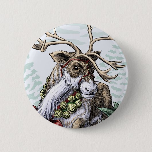 "Klingel-Bell-" Weihnachtsren-Button Button (Vorderseite)