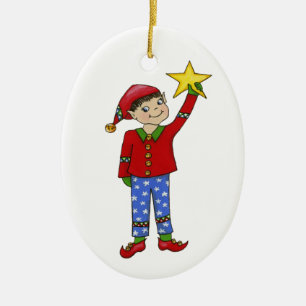 Klingel-Elfe "McNaughty " Keramik Ornament
