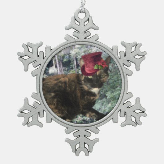 Klingel-Katzen-Sammlung Schneeflocken Zinn-Ornament (Vorderseite)