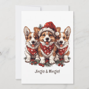 Klingel und Mingle Weihnachten Welsh Corgi Welpen Einladung