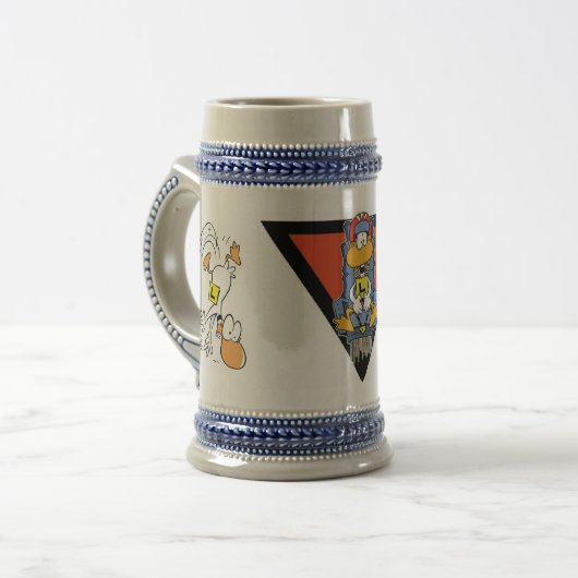 Klingeln-Enten-Luftfahrt-Cartoon-Bier Stein Bierglas (Vorderseite Links)